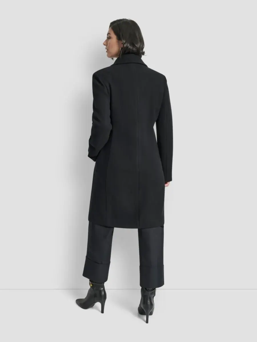 Женское двубортное пальто с воротником-стойкой DKNY — изображение 7 из 7, черный