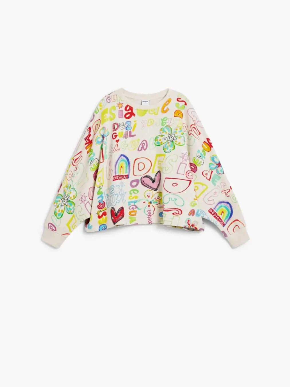 Детская толстовка с рукавом 3/4 и надписью Desigual — изображение 5 из 6, белый