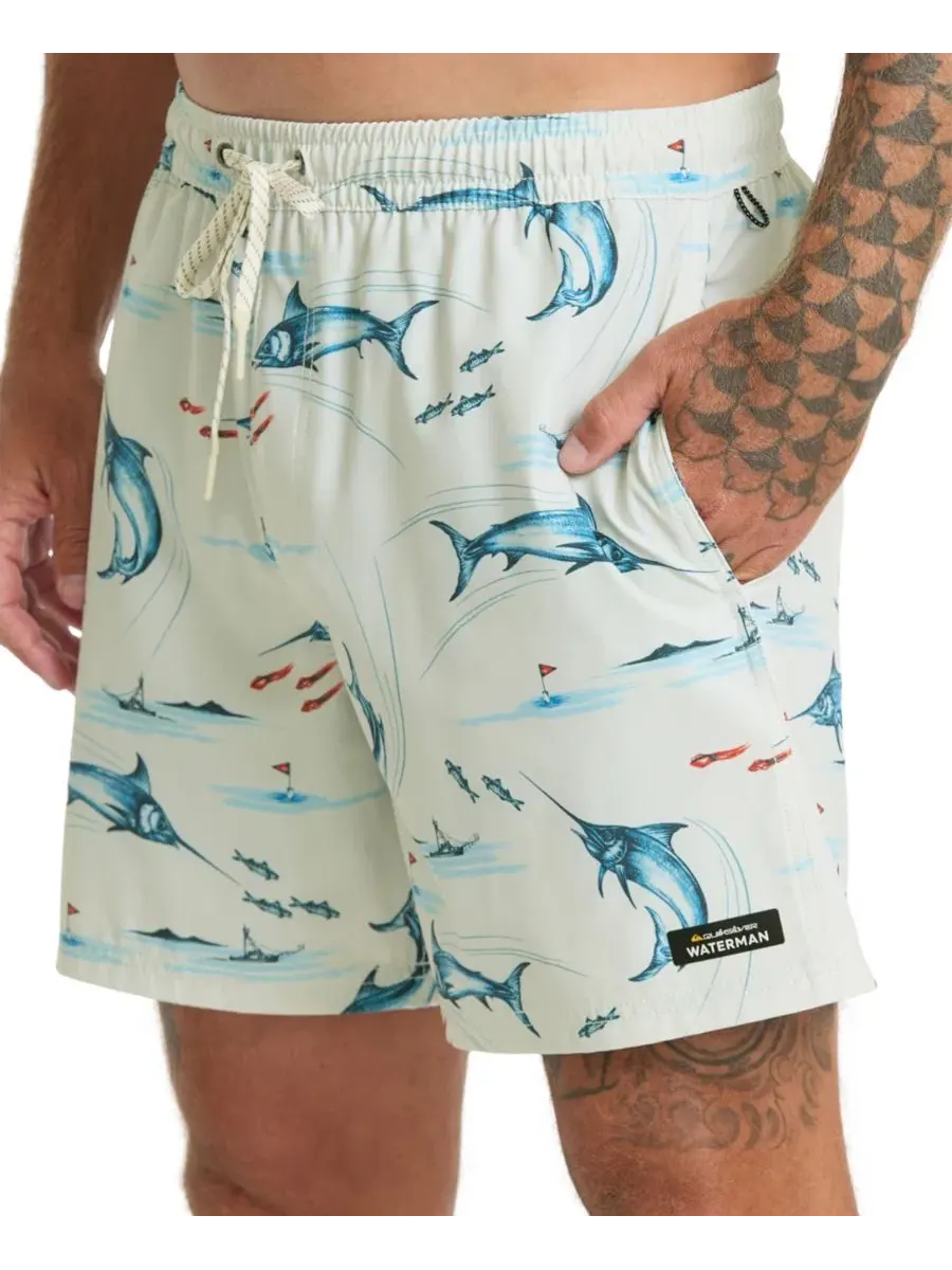 Мужские плавки Quiksilver, набор из нескольких пар, с цветочным принтом Quiksilver Waterman — изображение 4 из 7, лунный свет