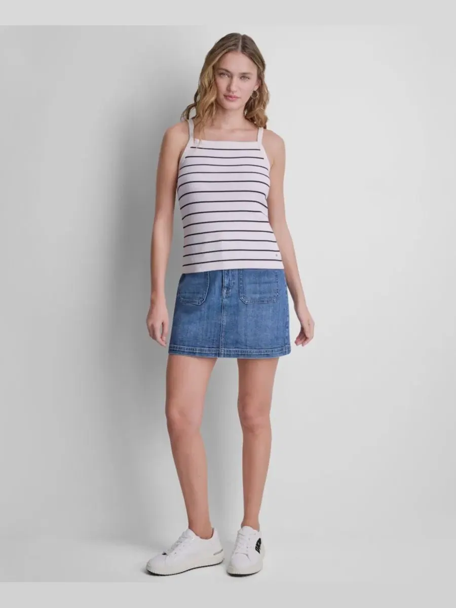 Женская майка с квадратным вырезом в рубчик DKNY Jeans — изображение 2 из 8, черный