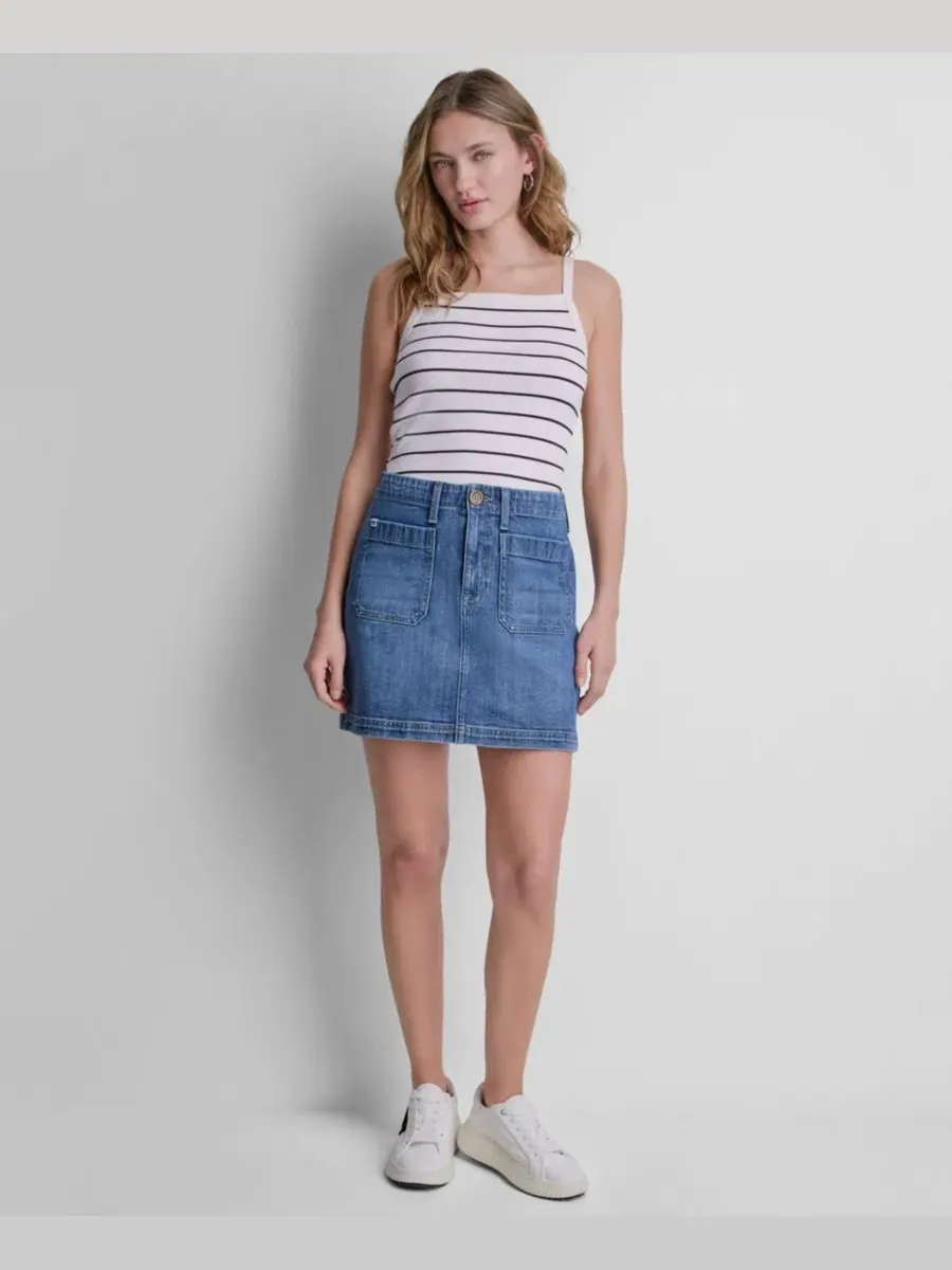 Женская майка с квадратным вырезом в рубчик DKNY Jeans — изображение 7 из 8, черный