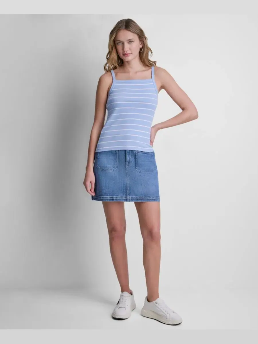 Женская майка с квадратным вырезом в рубчик DKNY Jeans, Hudson Stripe Chamber — изображение 2 из 6