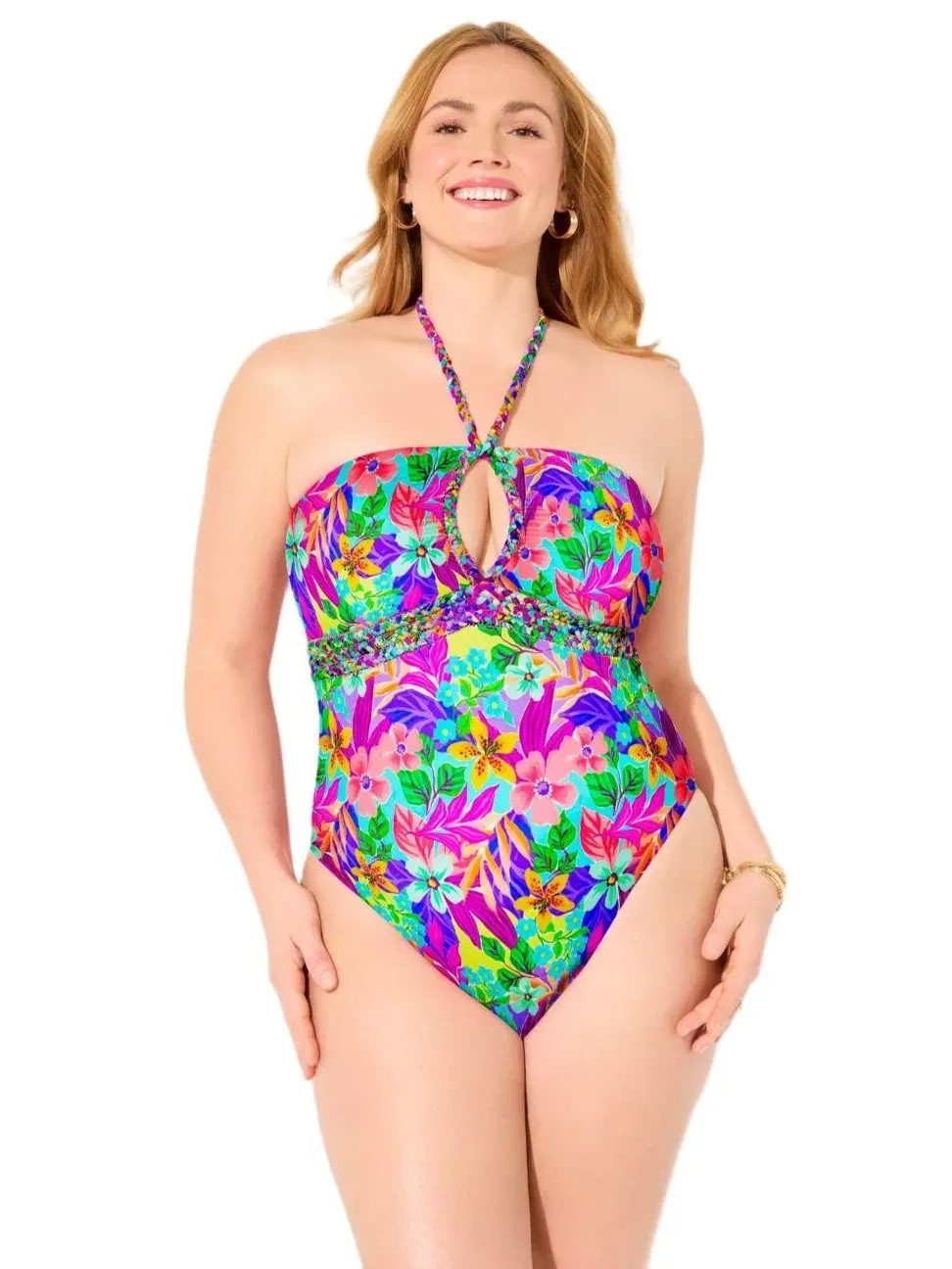 Женский слитный купальник-бандо с плетеным верхом Swimsuits For All — изображение 3 из 3