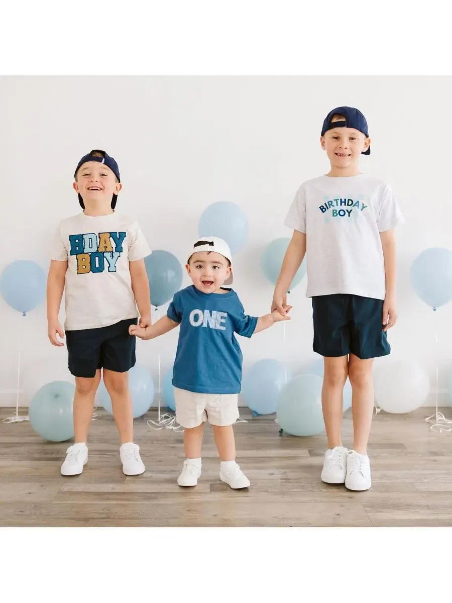 Футболка с коротким рукавом в клетку для мальчиков на день рождения Sweet Wink, пепельный — изображение 6 из 6