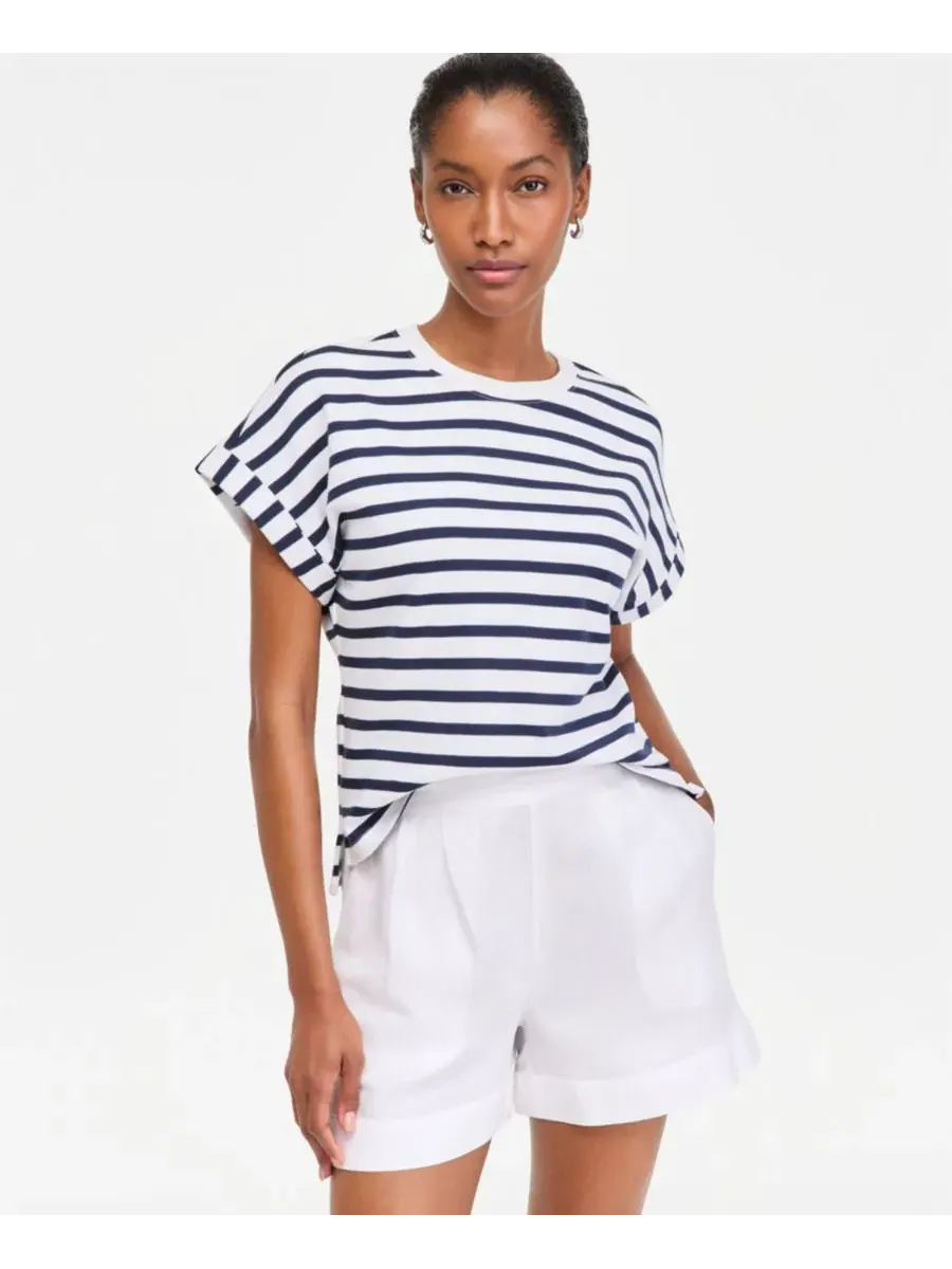 Женская блузка Primavera Stripe с отворотами On 34Th — изображение 1 из 6, белый синий