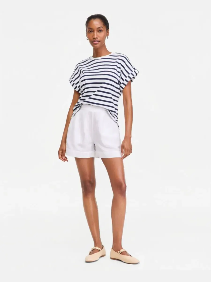 Женская блузка Primavera Stripe с отворотами On 34Th — изображение 3 из 6, белый синий