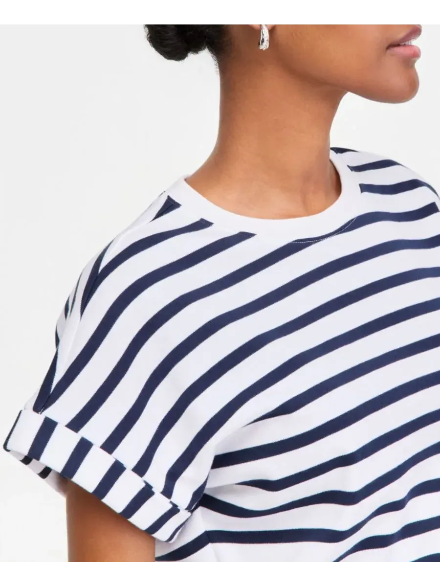 Женская блузка Primavera Stripe с отворотами On 34Th — изображение 5 из 6, белый синий