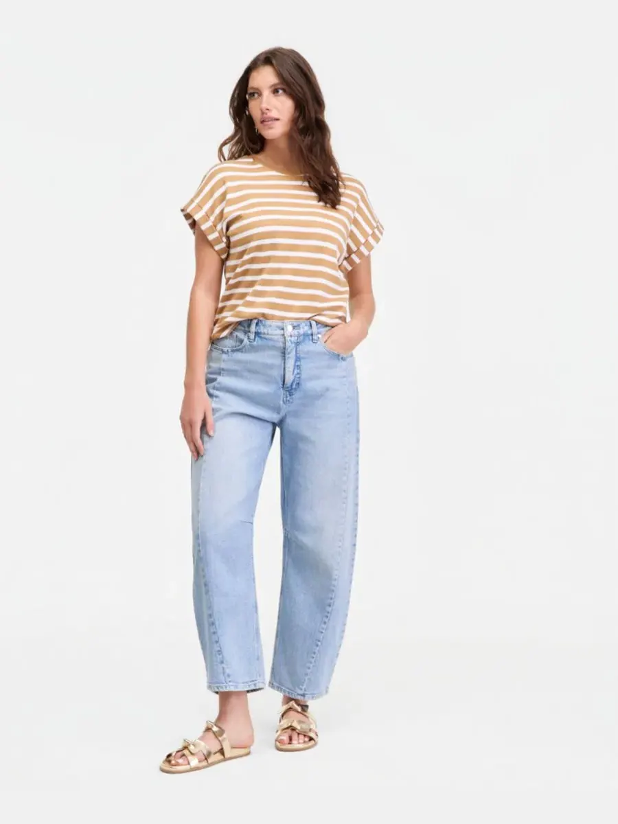 Женская блузка Primavera Stripe с отворотами On 34Th — белый