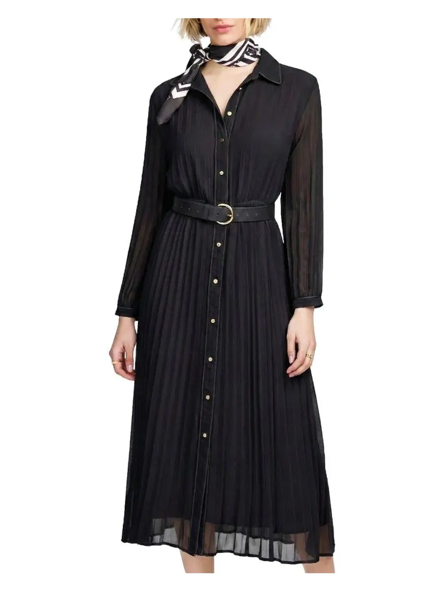 Женское тканое плиссированное платье Elle Collection — изображение 1 из 3, черный