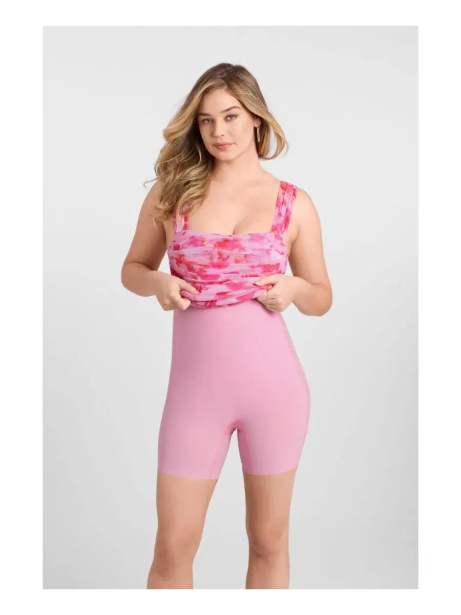 Женское облегающее платье миди из драпированной сетки S3 Apparel — изображение 5 из 5, розовый
