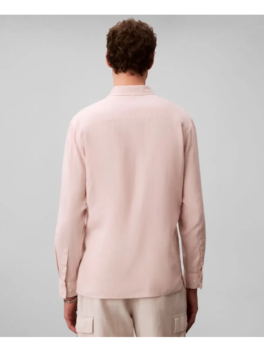 Мужская однотонная рубашка из льняной смеси Calvin Klein, персиковый — изображение 5 из 5