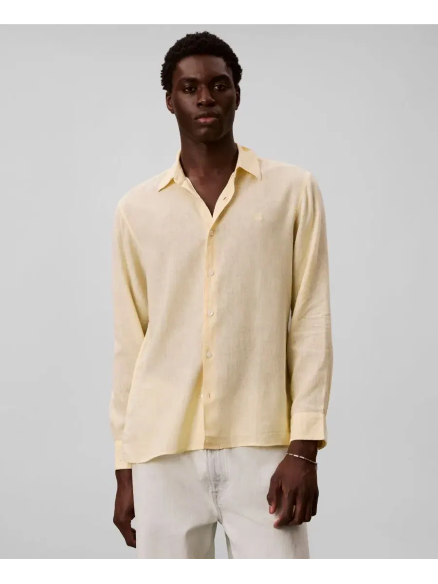 Мужская однотонная рубашка из льняной смеси Calvin Klein — изображение 1 из 6, анисовый цветок
