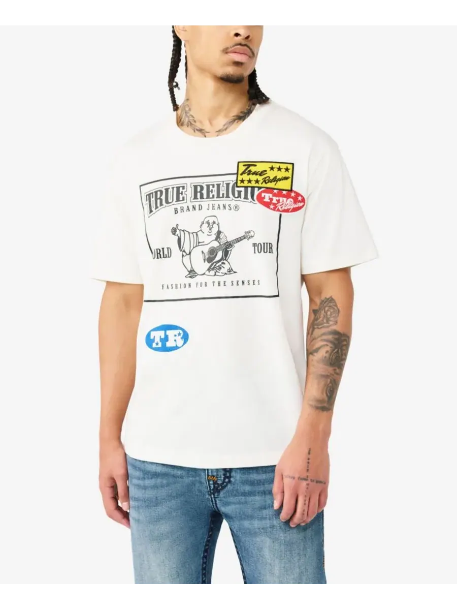 Мужская футболка с коротким рукавом и нашивкой-логотипом True Religion — белый