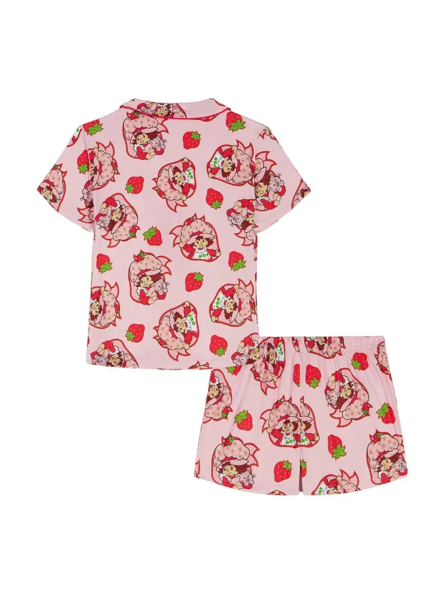 Комплект детской пижамы для девочек 2T-4T: топ с вырезом и шорты с принтом Strawberry Shortcake — изображение 2 из 4, розовый