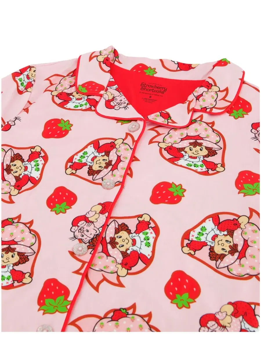 Комплект детской пижамы для девочек 2T-4T: топ с вырезом и шорты с принтом Strawberry Shortcake — изображение 3 из 4, розовый