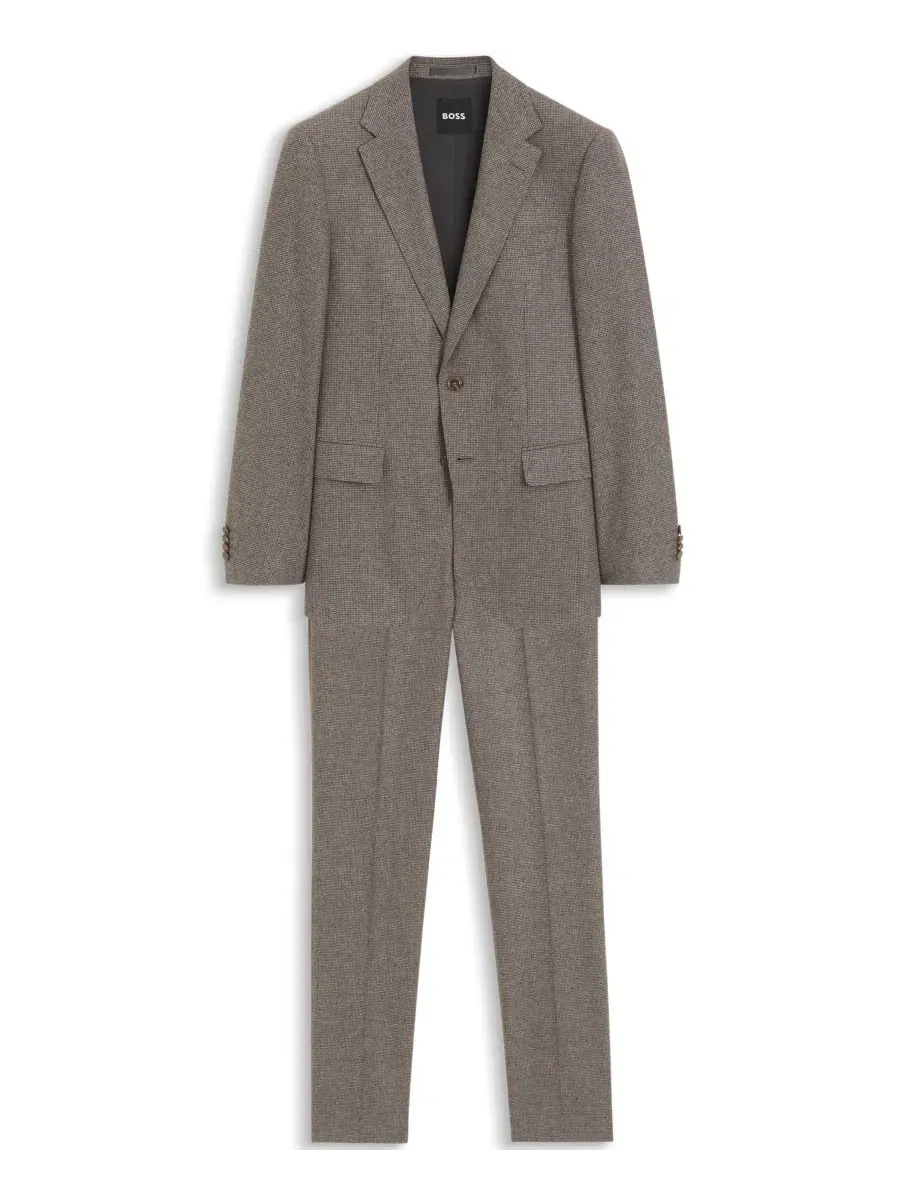 Костюм-двойка из шерсти с принтом, Slim Fit, BOSS by Hugo Boss — изображение 3 из 9, коричневый