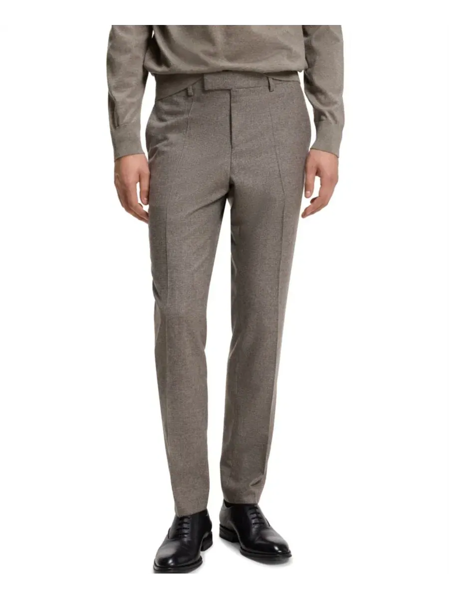 Костюм-двойка из шерсти с принтом, Slim Fit, BOSS by Hugo Boss — изображение 4 из 9, коричневый