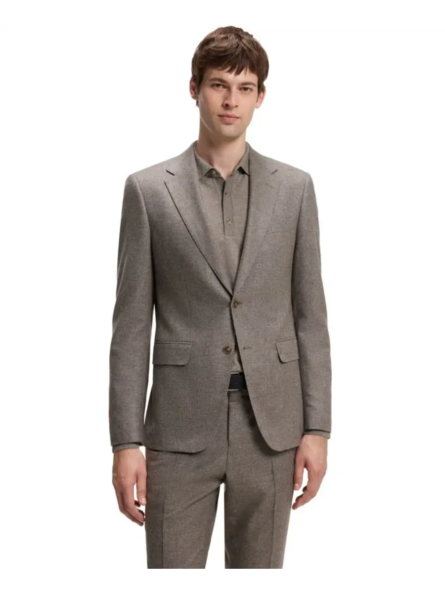 Костюм-двойка из шерсти с принтом, Slim Fit, BOSS by Hugo Boss — изображение 6 из 9, коричневый