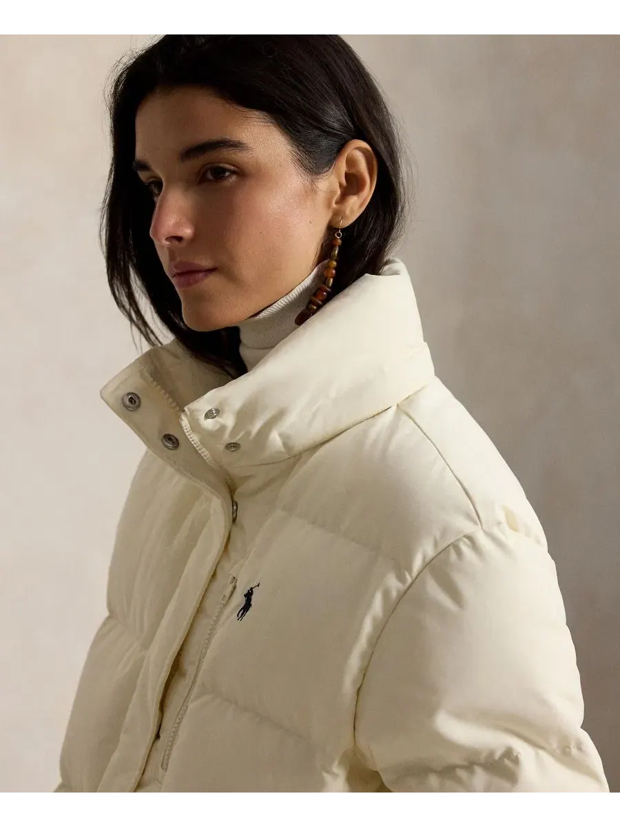 Пуховик с капюшоном Mid-Weight Down Puffer Jacket Polo Ralph Lauren — изображение 3 из 6, кремовый