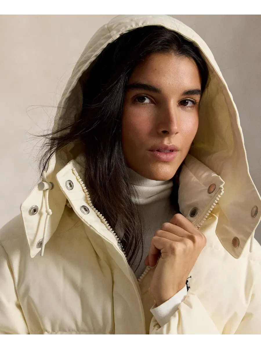 Пуховик с капюшоном Mid-Weight Down Puffer Jacket Polo Ralph Lauren — изображение 4 из 6, кремовый