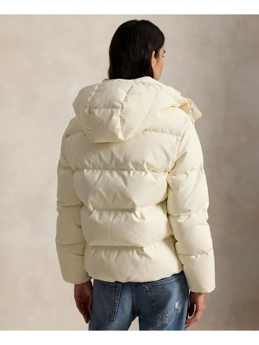 Пуховик с капюшоном Mid-Weight Down Puffer Jacket Polo Ralph Lauren — изображение 5 из 6, кремовый