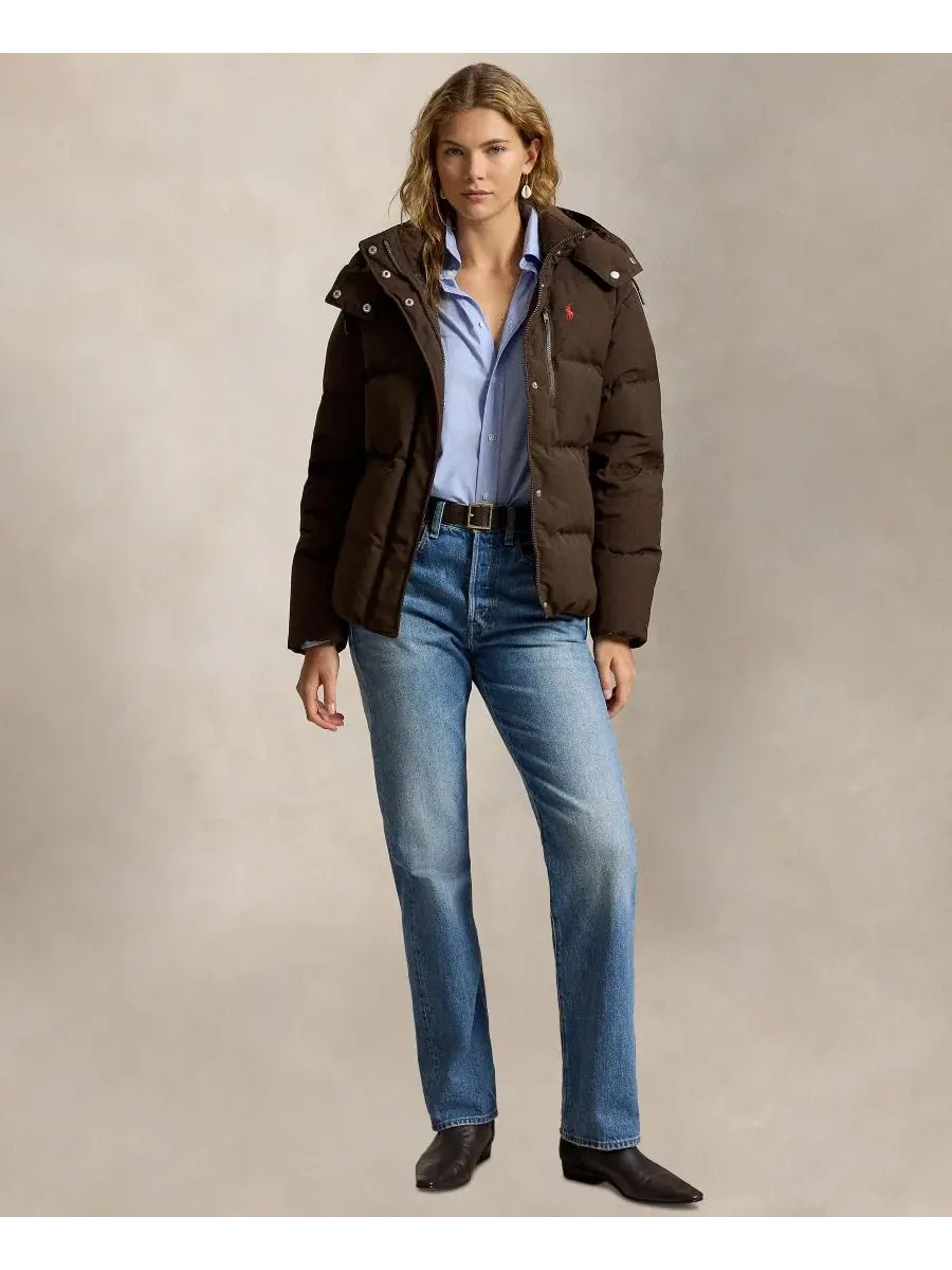 Женская куртка-пуховик средней плотности с капюшоном, модель Mid-Weight Down Puffer Jacket Polo — изображение 2 из 6