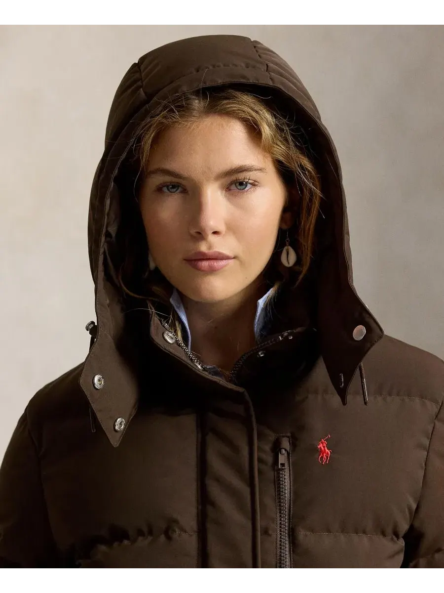 Женская куртка-пуховик средней плотности с капюшоном, модель Mid-Weight Down Puffer Jacket Polo — изображение 3 из 6