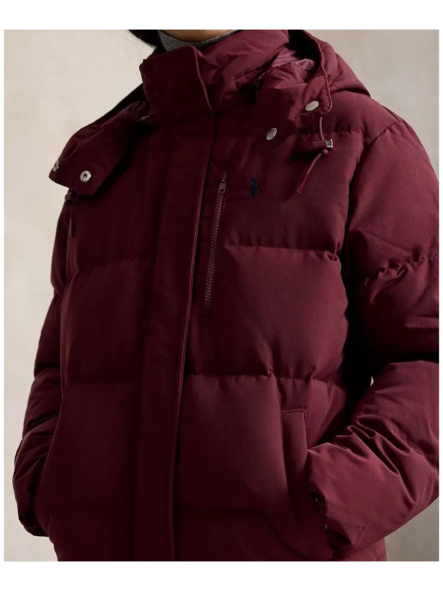 Куртка-пуховик женская с капюшоном, с утеплителем Polo Ralph Lauren — изображение 3 из 6, классический винный