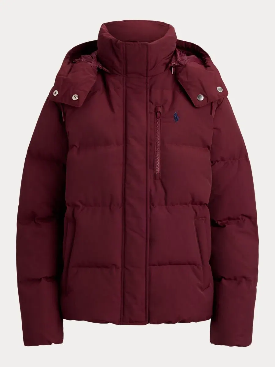Куртка-пуховик женская с капюшоном, с утеплителем Polo Ralph Lauren — изображение 4 из 6, классический винный