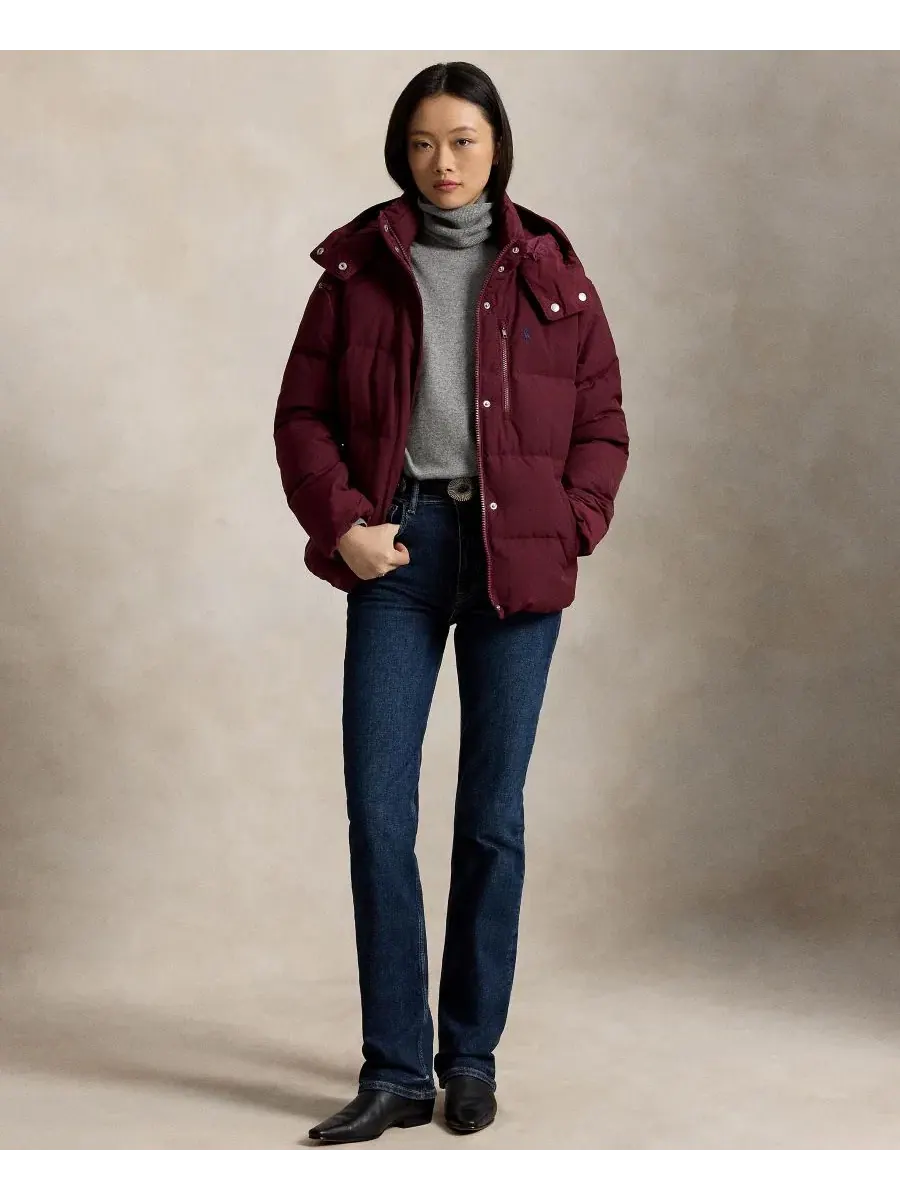 Куртка-пуховик женская с капюшоном, с утеплителем Polo Ralph Lauren — изображение 5 из 6, классический винный