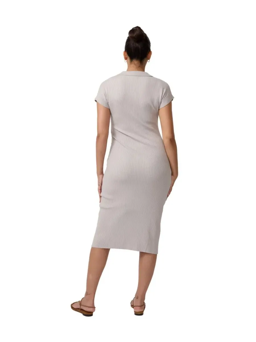 Платье-свитер с воротником и коротким рукавом, модель Short Sleeve Collared Sweater Dress Ingrid + — изображение 3 из 6