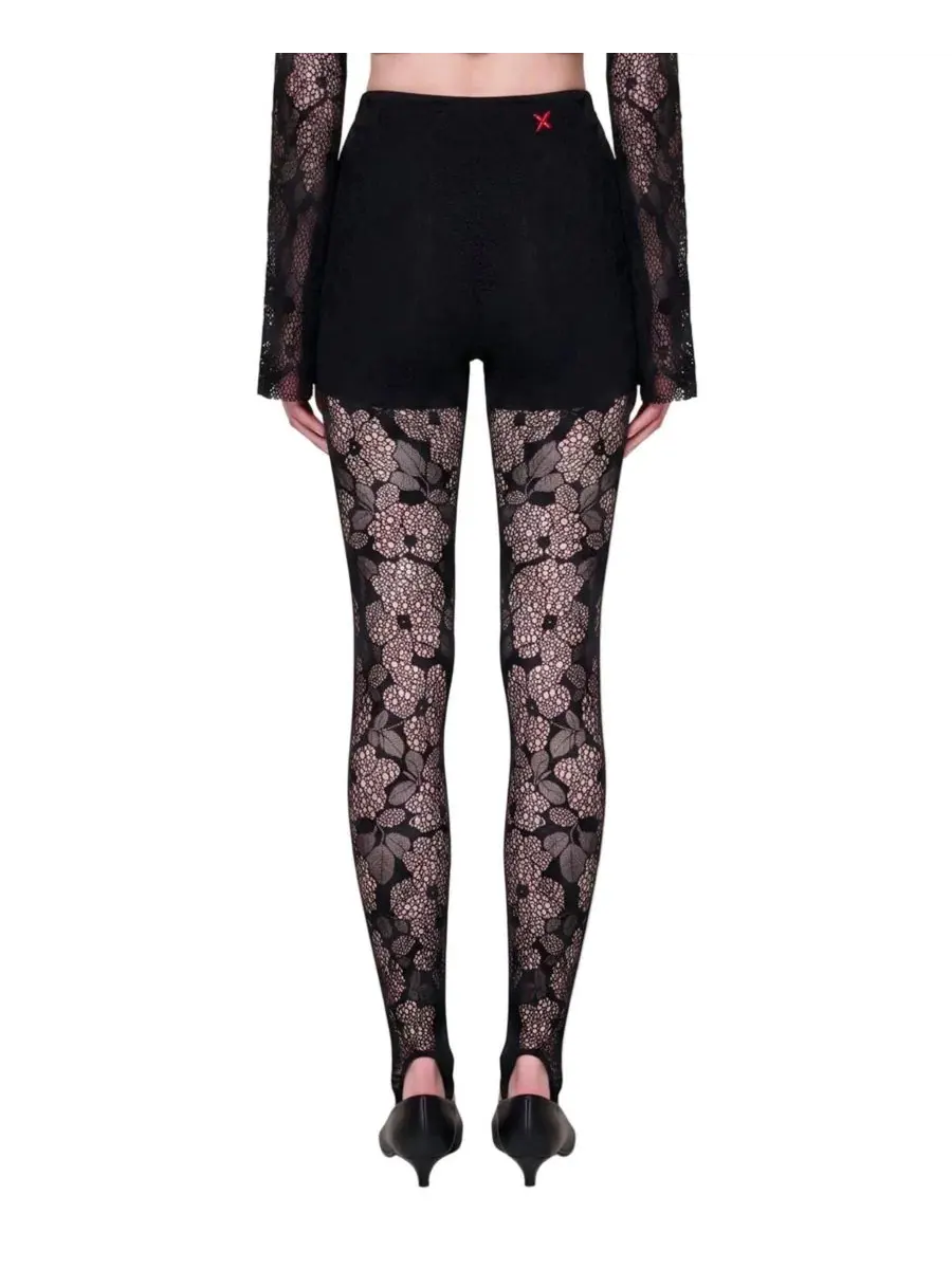 Леггинсы с кружевным принтом и встроенными шортами The Party Edit Lace Leggings PCFG — изображение 2 из 7, черный
