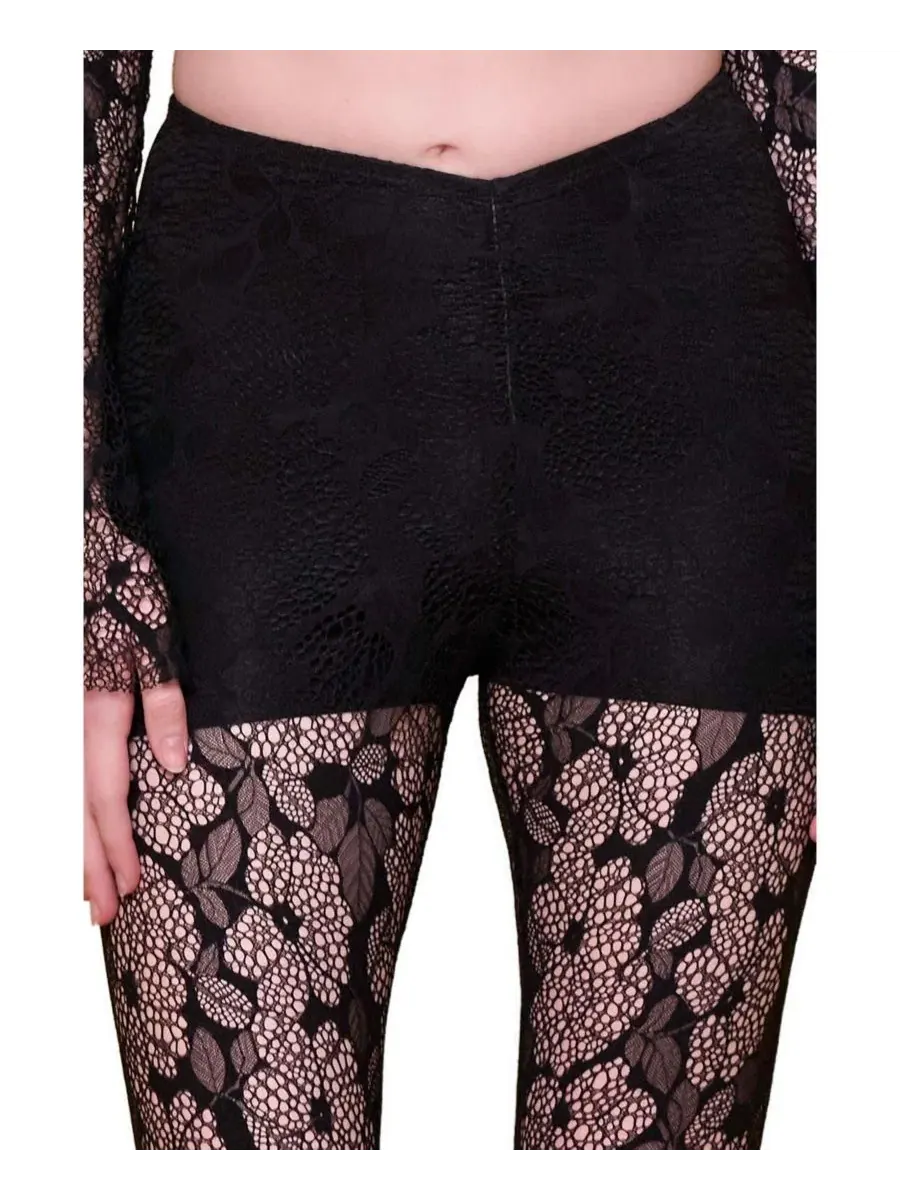 Леггинсы с кружевным принтом и встроенными шортами The Party Edit Lace Leggings PCFG — изображение 3 из 7, черный