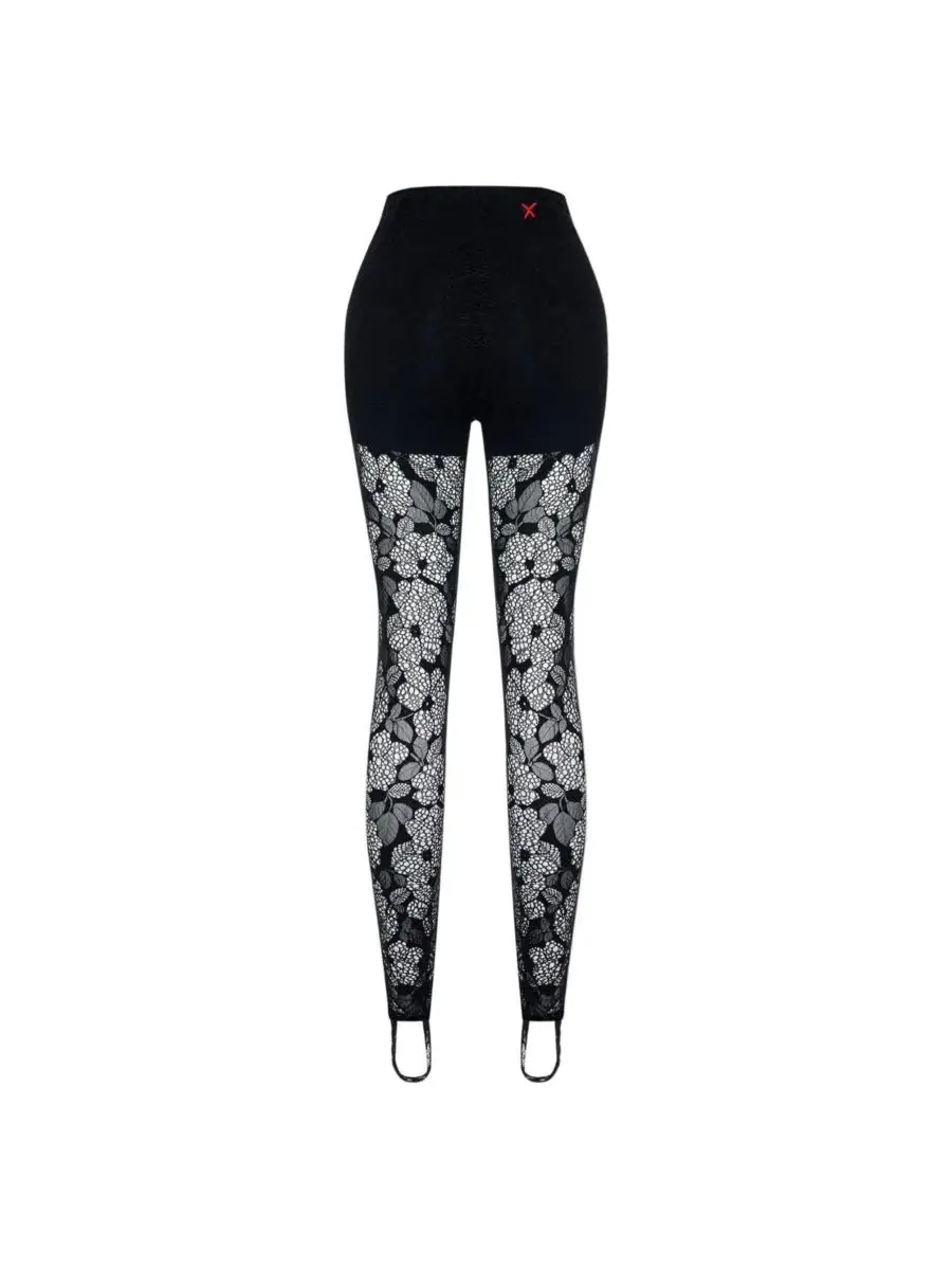 Леггинсы с кружевным принтом и встроенными шортами The Party Edit Lace Leggings PCFG — изображение 6 из 7, черный