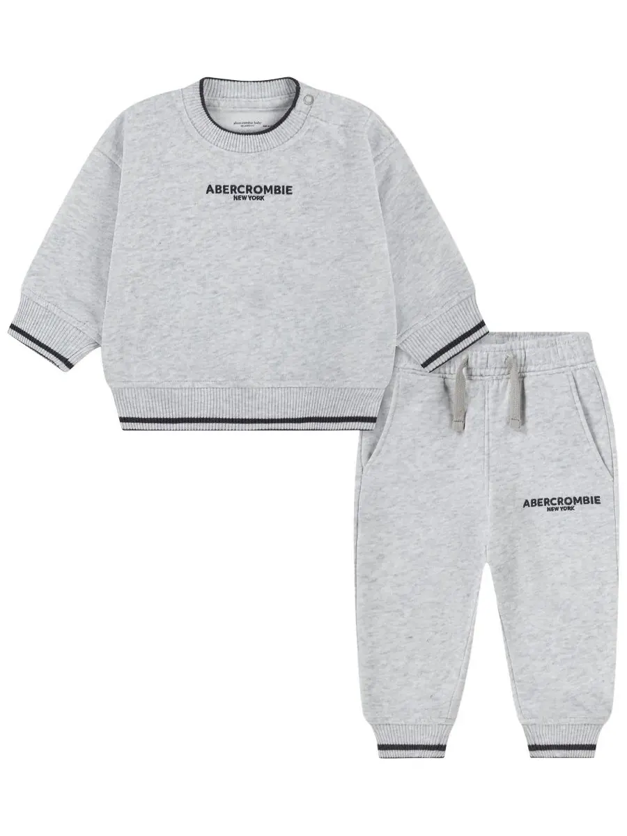 Комплект лонгслив и брюк для мальчика, с капюшоном, из хлопка abercrombie kids