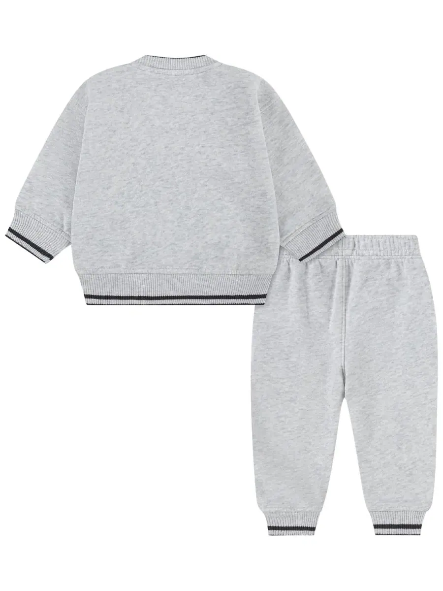 Комплект лонгслив и брюк для мальчика, с капюшоном, из хлопка abercrombie kids — изображение 2 из 4, светлый серый