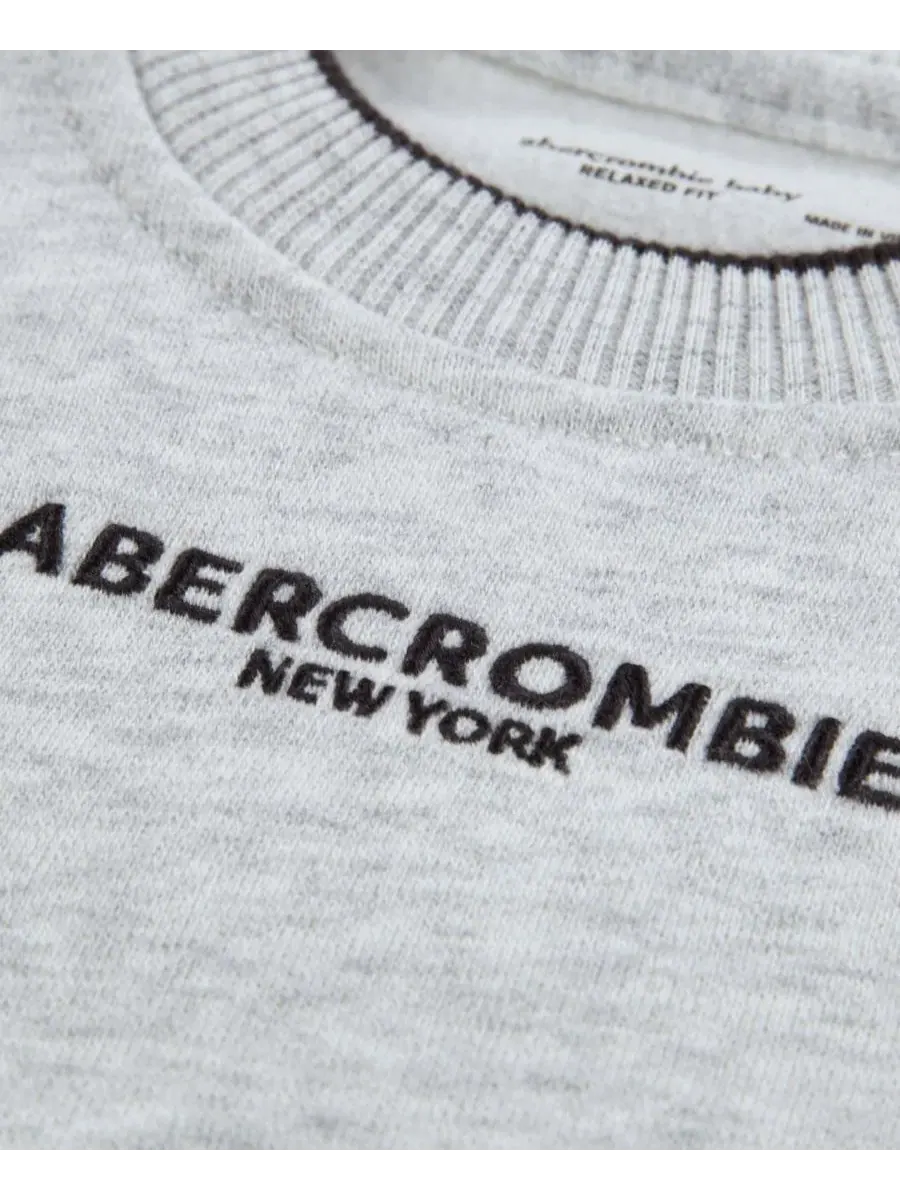 Комплект лонгслив и брюк для мальчика, с капюшоном, из хлопка abercrombie kids — изображение 4 из 4, светлый серый