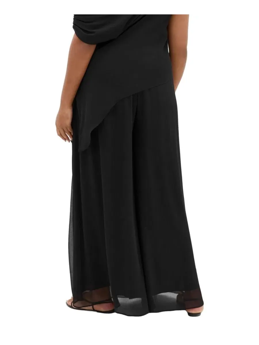 Брюки широкие с высокой посадкой Skyla Plus Size City Chic — изображение 2 из 5, черный