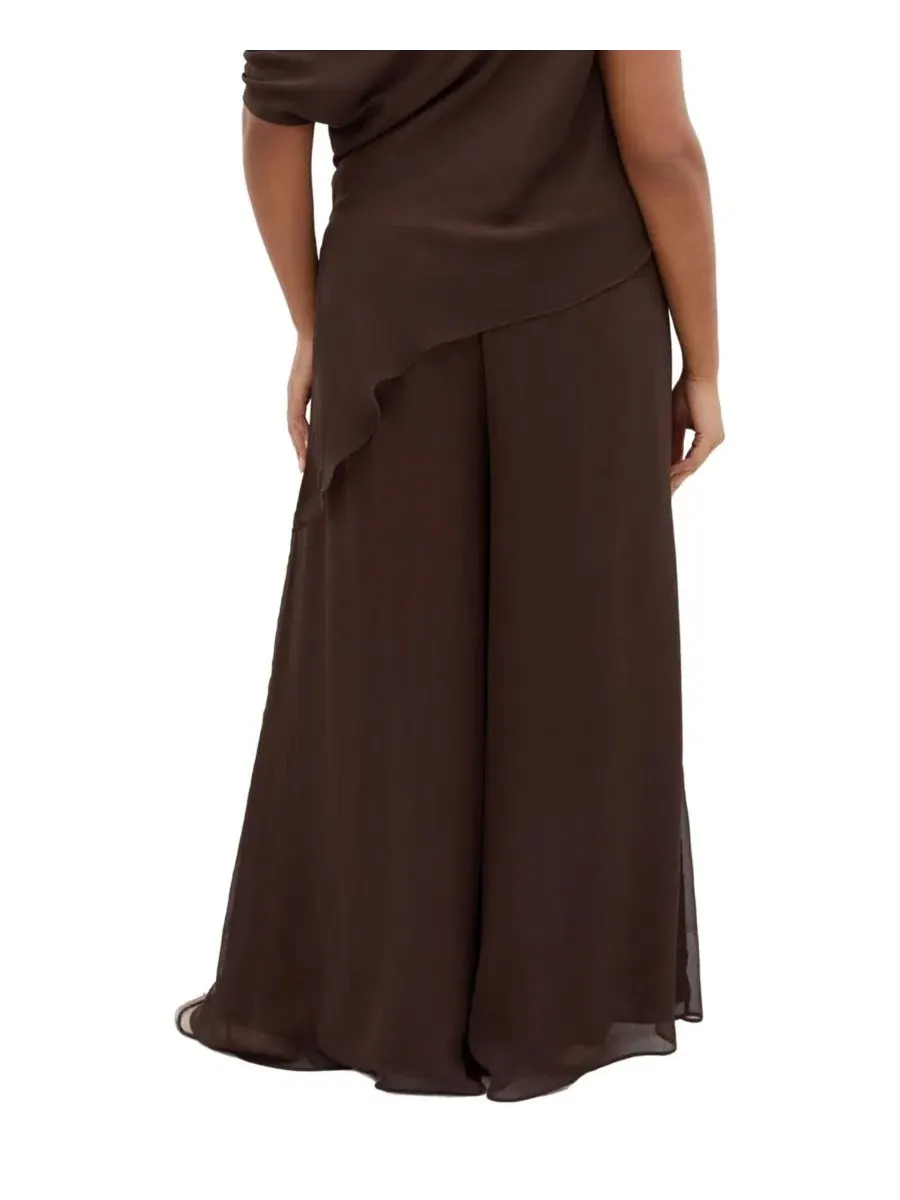 Брюки с высокой посадкой Skyla High-Rise Pull-On Wide-Leg City Chic — изображение 2 из 5, шоколад