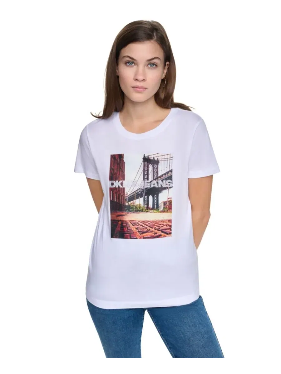 Футболка с фотографическим принтом Brooklyn Logo DKNY Jeans — белый