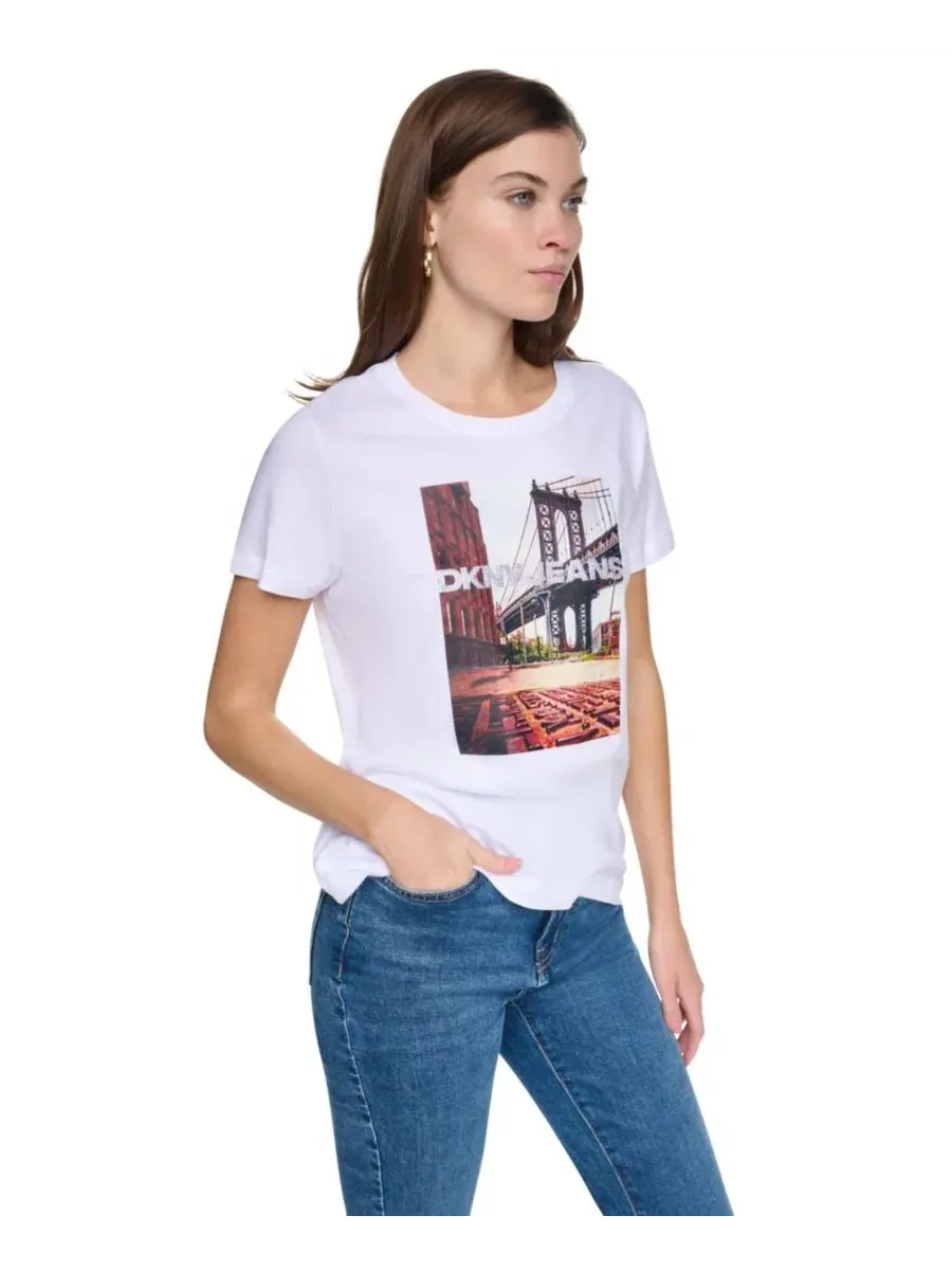 Футболка с фотографическим принтом Brooklyn Logo DKNY Jeans — изображение 3 из 5, белый