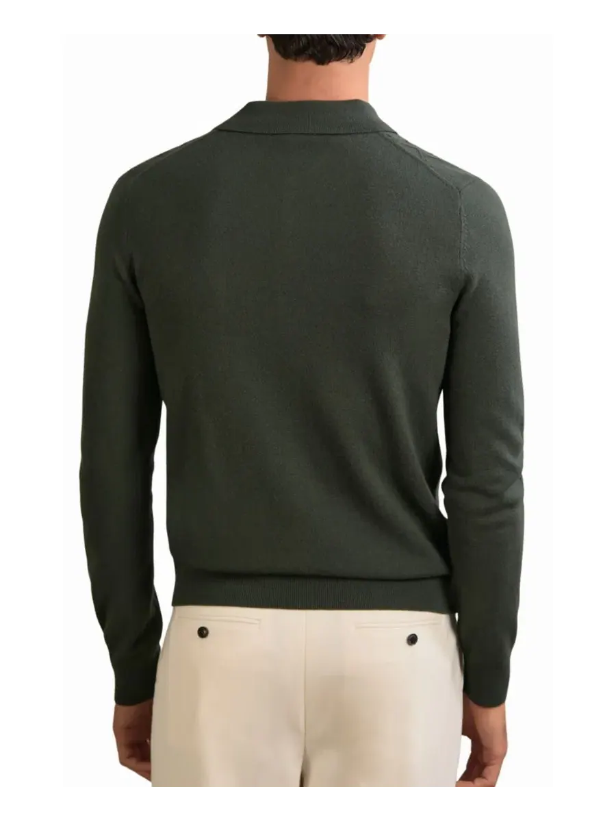 Кардиган мужской V-образной вязки Gideon Wool V-Stitch Button-Through Cardigan Sweater REISS — изображение 4 из 5, зеленый