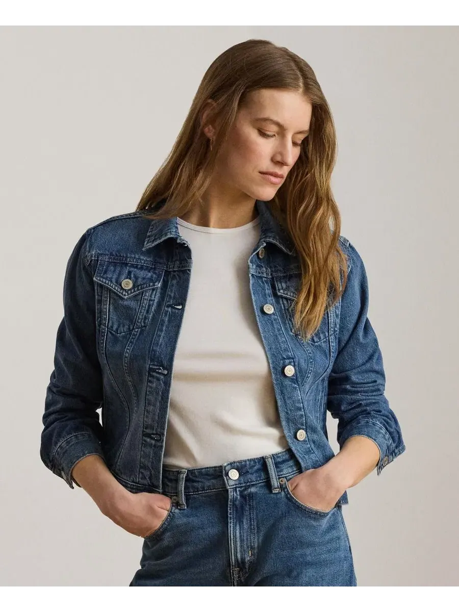 Джинсовая куртка-тракер с принтом Lauren Ralph Lauren — изображение 3 из 6, синий