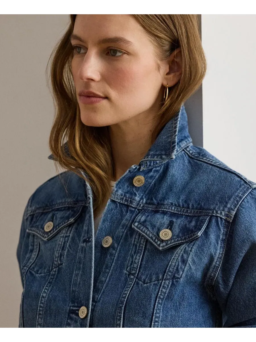 Джинсовая куртка-тракер с принтом Lauren Ralph Lauren — изображение 4 из 6, синий