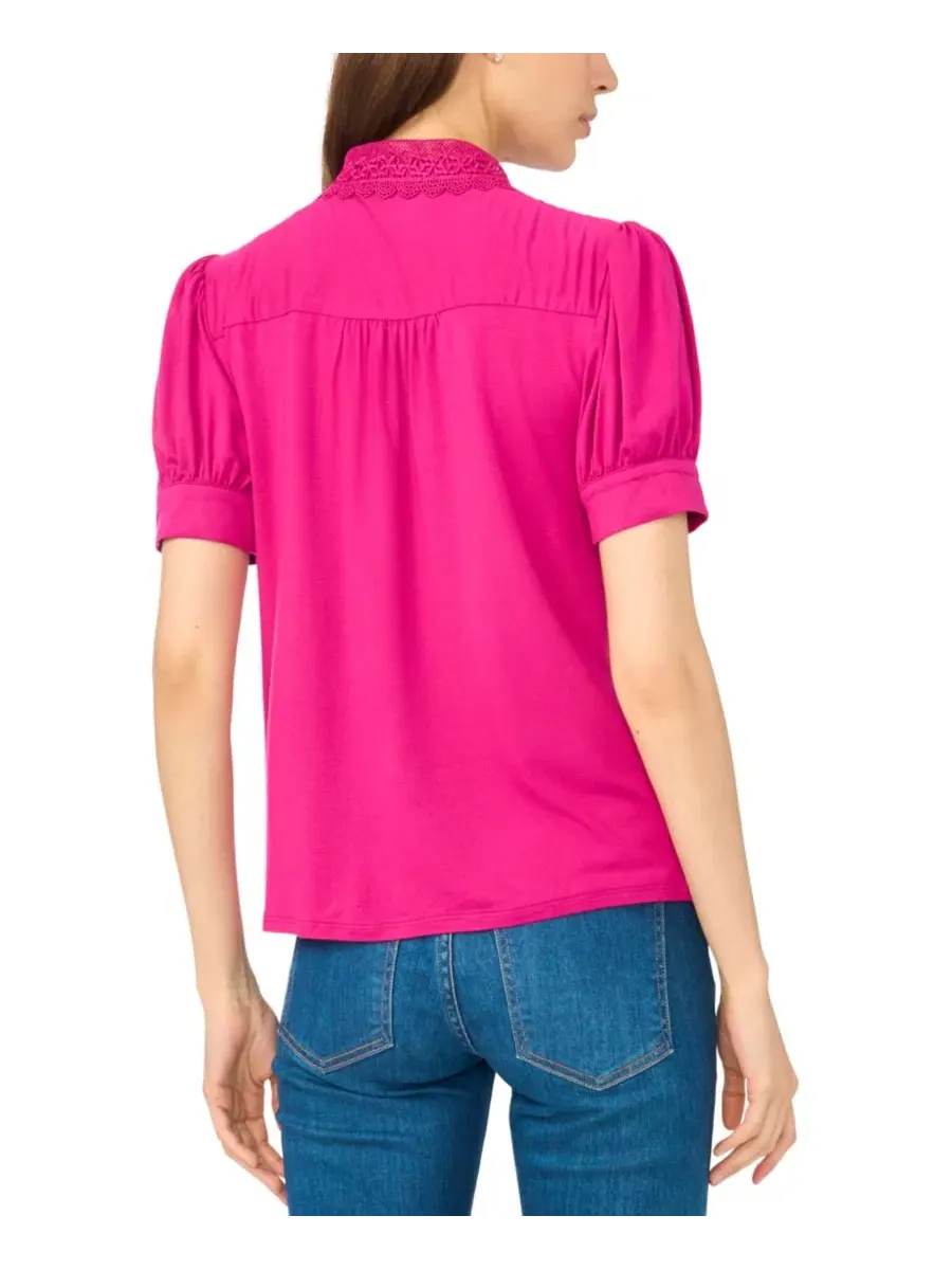Блуза с коротким рукавом-фонариком и воротником с фестонами, модель Short Puff-Sleeve Scallop-Trim — изображение 4 из 4