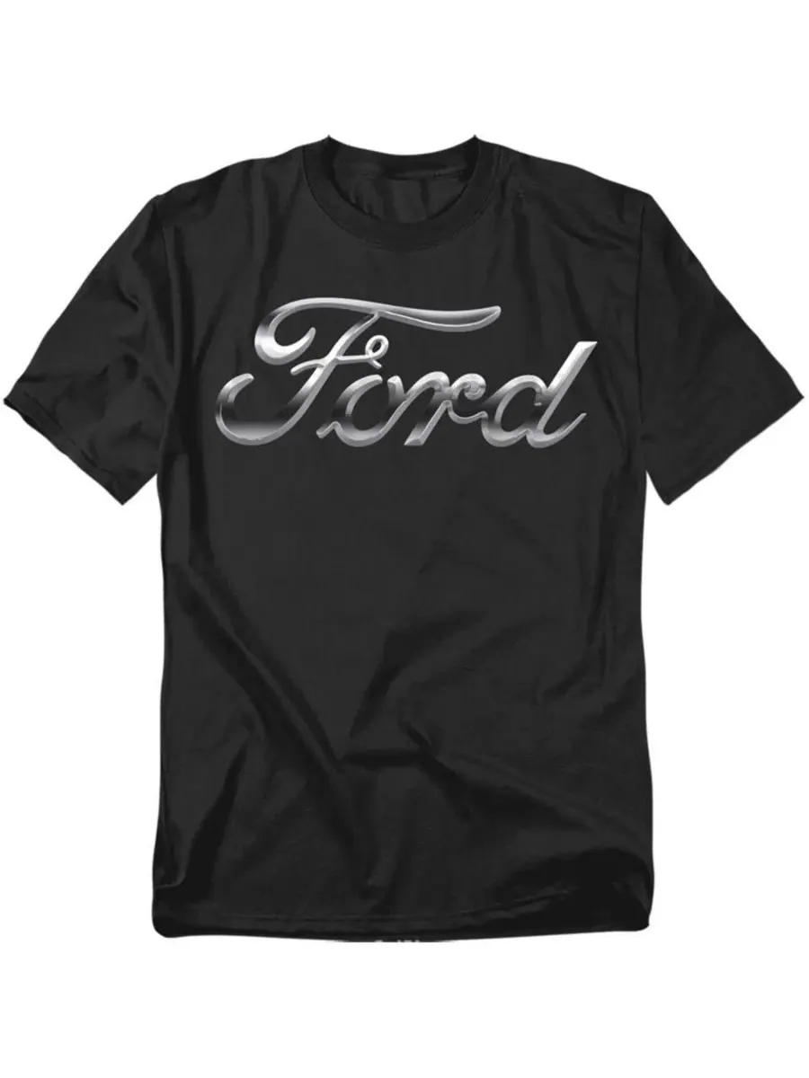 Футболка с принтом Big & Tall Chrome Ford Logo Mustang — черный