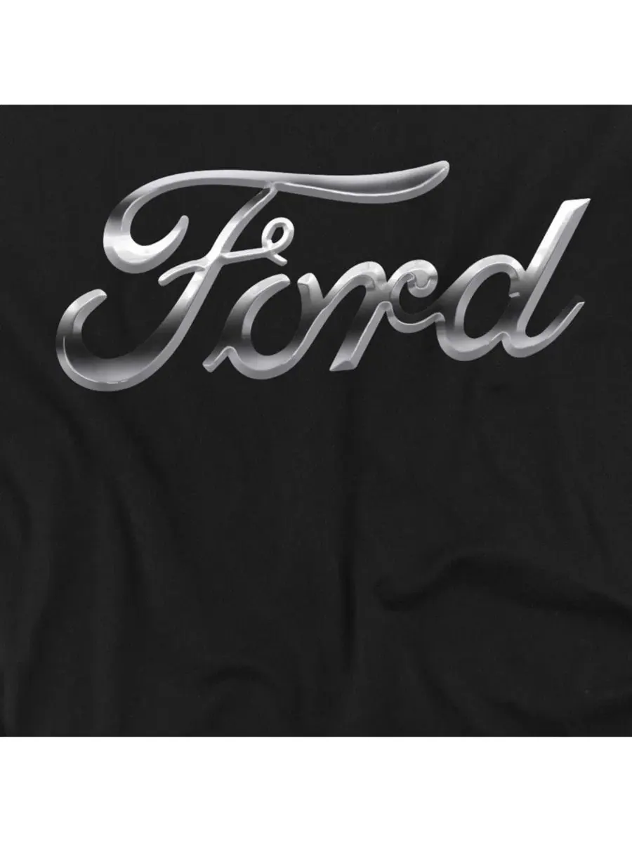 Футболка с принтом Big & Tall Chrome Ford Logo Mustang — изображение 3 из 3, черный