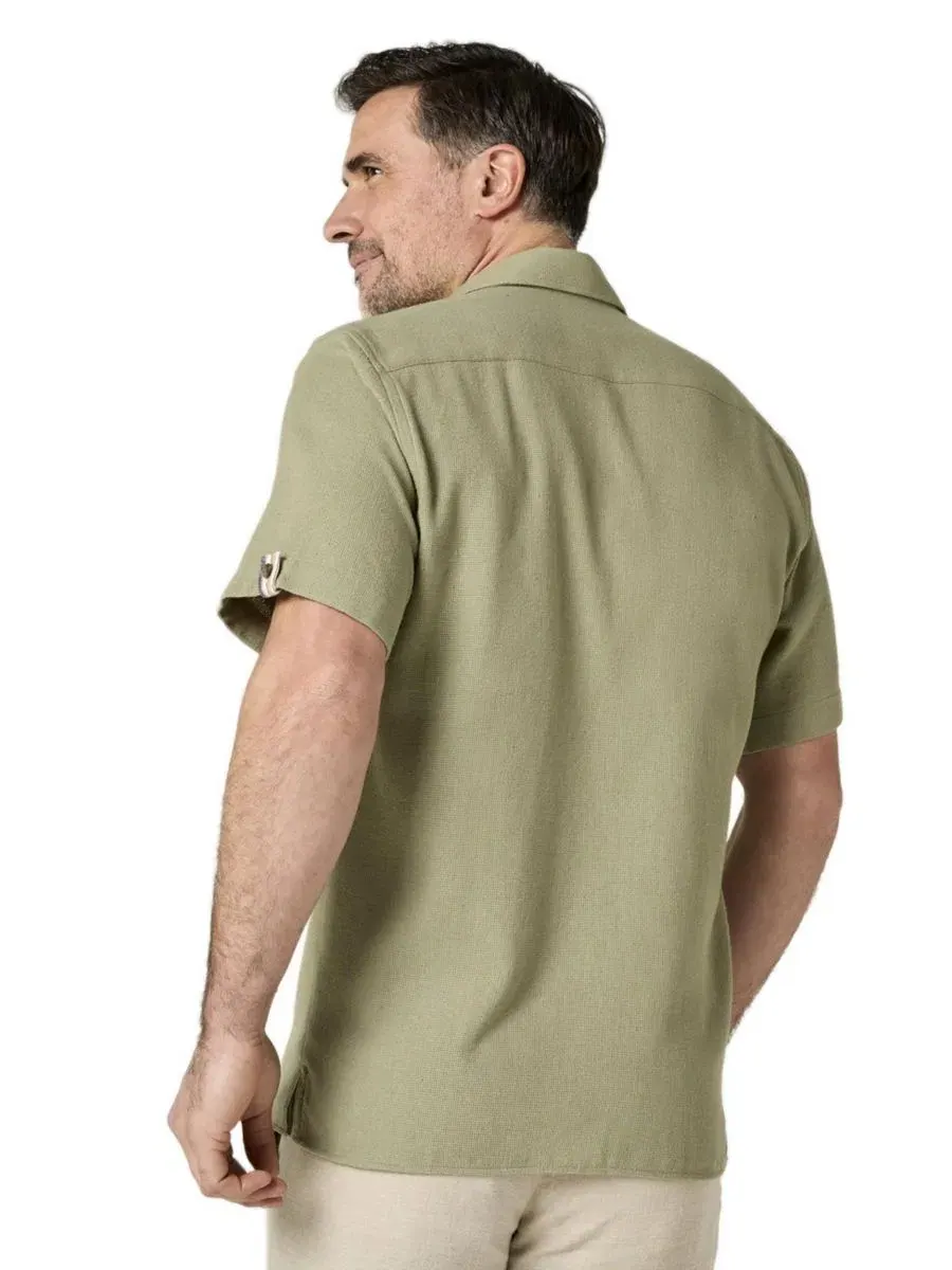 Мужская рубашка из хлопка с коротким рукавом Sack Weave Koy Clothing — изображение 3 из 8, оливковый