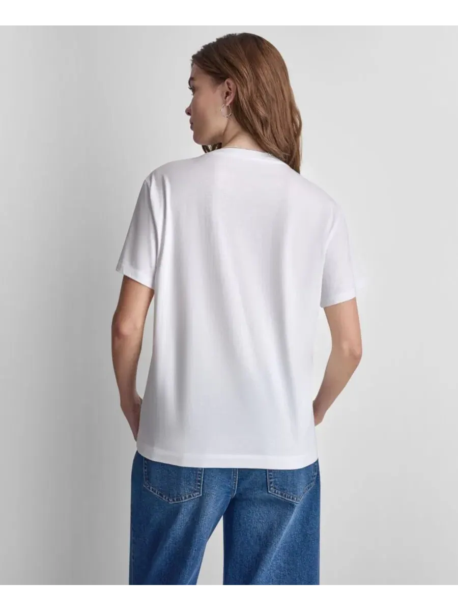Футболка женская с фотопрингом и пайетками DKNY Jeans — изображение 7 из 7, белый/черный