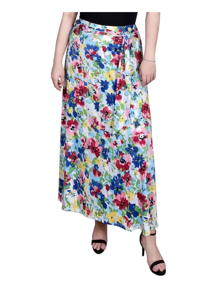 Юбка макси с поясом-кушаком NY Collection — изображение 1 из 4, розовый синий